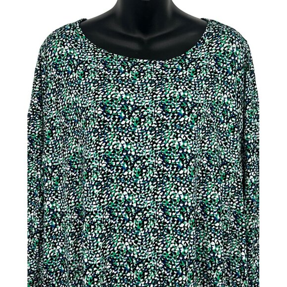 Philosophy Woman Plus Size 2X Tunic Top Blouse 3/4 Sleeve Round Neck Blue New - Picture 2 of 10